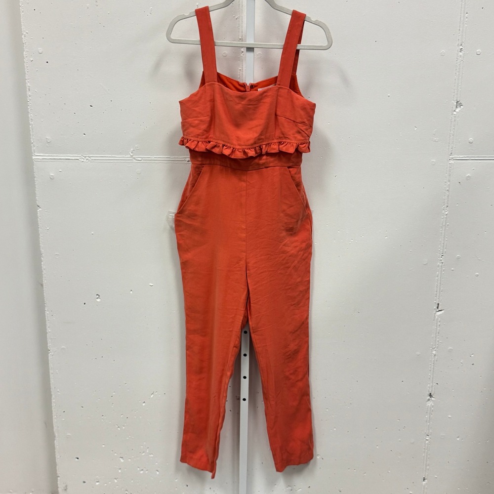 BCBGeneration Orange Ruffle Sleeveless Jumpsuit Size 2 UIR9190512-810